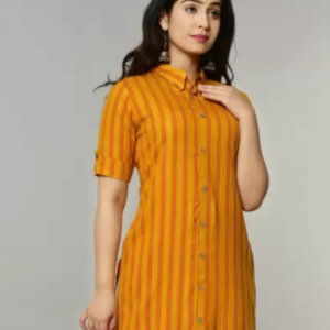 Women Printed Collar Kurti with Narrow Pants#1-WPCKNP