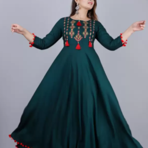 Embroidered Viscose Rayon Anarkali Kurti & Palazzo#1-EVRAKP