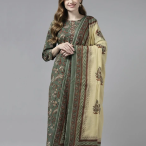 Green Embellished Kurta & Palazzo with dupatta#1-GEKPD