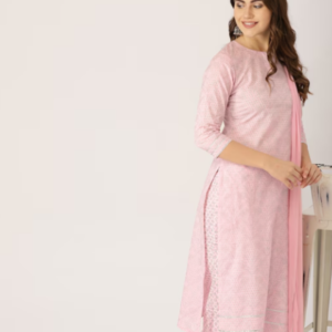 Pink-Silver Kurti & Palazzo#1-PSKP