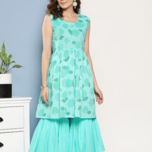 Printed Anarkali Short Kurti & Plazzo#1-PASKP